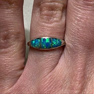 Sterling Silver Opal Ring (Size 5.5)